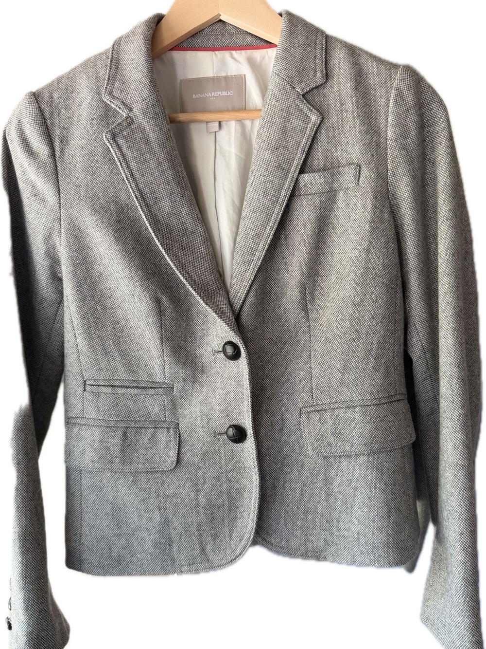 Banana Republic Gray Herringbone Women's Blazer Sz 2 petite